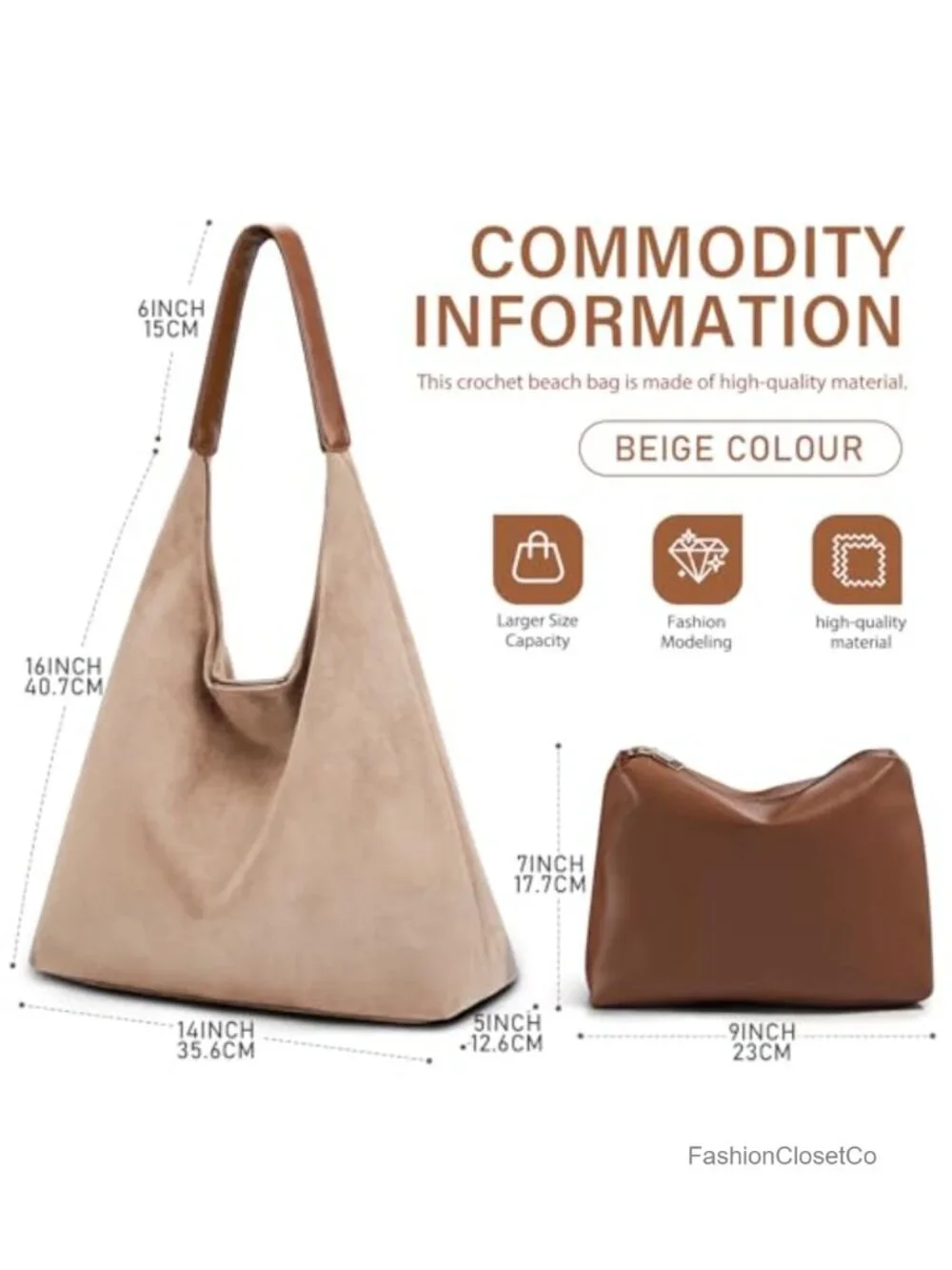 2-Piece Vegan Leather Purse Set: Slouchy Hobo Bag & Suede Tote Set